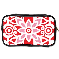 A Red And White Pattern With A Flower On It Toiletries Bag (one Side) by catchydesignhill