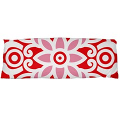 A Red And White Pattern With A Flower On It Body Pillow Case (dakimakura) by catchydesignhill