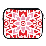 A Red And White Pattern With A Flower On It Apple iPad 2/3/4 Zipper Cases Front