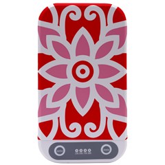 A Red And White Pattern With A Flower On It Sterilizers by catchydesignhill