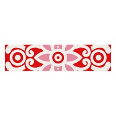 A Red And White Pattern With A Flower On It Banner And Sign 4  X 1  by catchydesignhill