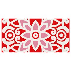 A Red And White Pattern With A Flower On It Banner And Sign 4  X 2  by catchydesignhill