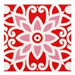 A Red And White Pattern With A Flower On It Banner and Sign 4  x 4  Front