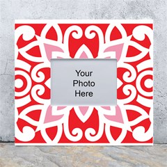 A Red And White Pattern With A Flower On It White Wall Photo Frame 5  X 7  by catchydesignhill