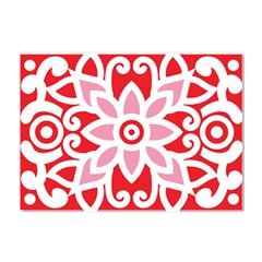 A Red And White Pattern With A Flower On It Crystal Sticker (a4) by catchydesignhill