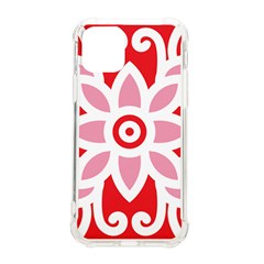 A Red And White Pattern With A Flower On It Iphone 11 Pro 5 8 Inch Tpu Uv Print Case by catchydesignhill