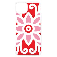 A Red And White Pattern With A Flower On It Iphone 15 Pro Tpu Uv Print Case by catchydesignhill