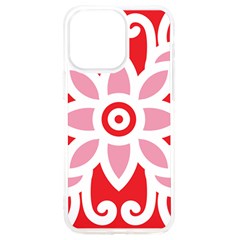 A Red And White Pattern With A Flower On It Iphone 15 Pro Max Tpu Uv Print Case by catchydesignhill