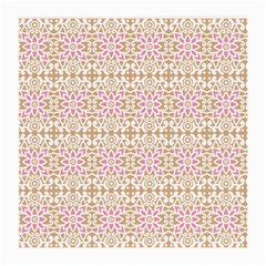 A Pink And White Flower Pattern On A Brown Background Medium Glasses Cloth by catchydesignhill