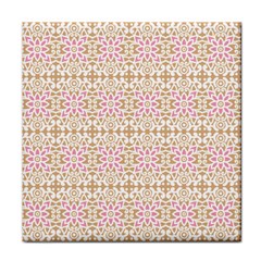 A Pink And White Flower Pattern On A Brown Background Face Towel by catchydesignhill