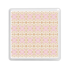 A Pink And White Flower Pattern On A Brown Background Memory Card Reader (square) by catchydesignhill