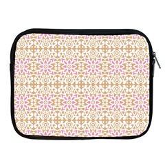 A Pink And White Flower Pattern On A Brown Background Apple Ipad 2/3/4 Zipper Cases by catchydesignhill