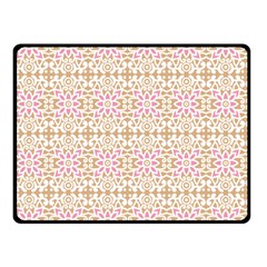 A Pink And White Flower Pattern On A Brown Background Two Sides Fleece Blanket (small) by catchydesignhill