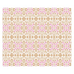 A Pink And White Flower Pattern On A Brown Background Two Sides Premium Plush Fleece Blanket (kids Size) by catchydesignhill