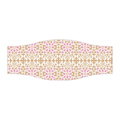 A Pink And White Flower Pattern On A Brown Background Stretchable Headband by catchydesignhill