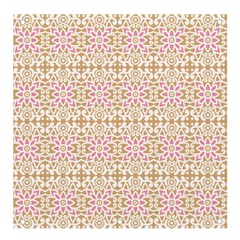 A Pink And White Flower Pattern On A Brown Background Banner And Sign 4  X 4  by catchydesignhill