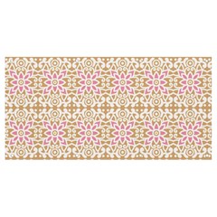 A Pink And White Flower Pattern On A Brown Background Banner And Sign 8  X 4  by catchydesignhill