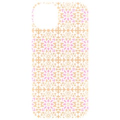 A Pink And White Flower Pattern On A Brown Background Iphone 15 Pro Black Uv Print Pc Hardshell Case by catchydesignhill