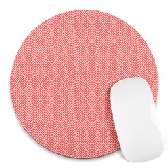 A Red And White Background With A Pattern Round Mousepad by catchydesignhill