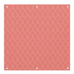 A Red And White Background With A Pattern Banner And Sign 4  X 4  by catchydesignhill