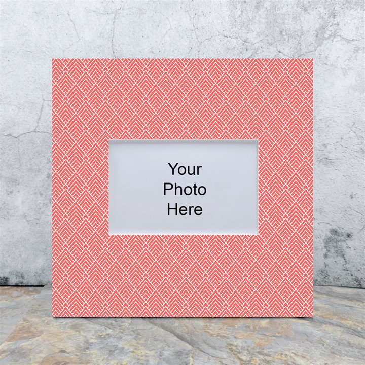 A Red And White Background With A Pattern White Box Photo Frame 4  x 6 