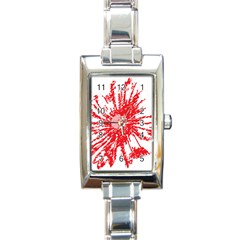 A Drawing Of A Red Flower On A White Background Rectangle Italian Charm Watch by catchydesignhill