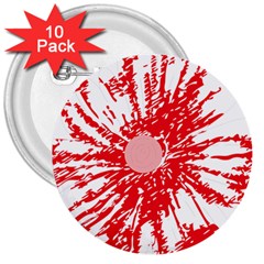 A Drawing Of A Red Flower On A White Background 3  Buttons (10 Pack)  by catchydesignhill