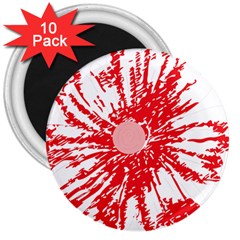 A Drawing Of A Red Flower On A White Background 3  Magnets (10 Pack)  by catchydesignhill