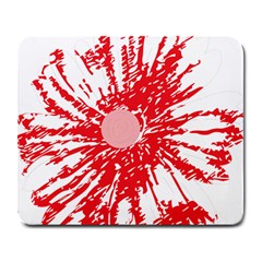 A Drawing Of A Red Flower On A White Background Large Mousepad by catchydesignhill