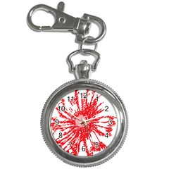 A Drawing Of A Red Flower On A White Background Key Chain Watches by catchydesignhill