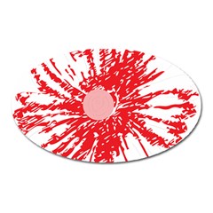 A Drawing Of A Red Flower On A White Background Oval Magnet by catchydesignhill