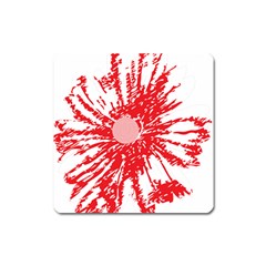 A Drawing Of A Red Flower On A White Background Square Magnet by catchydesignhill