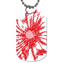 A Drawing Of A Red Flower On A White Background Dog Tag (two Sides) by catchydesignhill