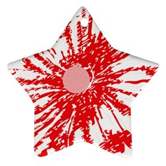 A Drawing Of A Red Flower On A White Background Star Ornament (two Sides) by catchydesignhill