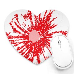 A Drawing Of A Red Flower On A White Background Heart Mousepad by catchydesignhill