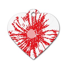 A Drawing Of A Red Flower On A White Background Dog Tag Heart (two Sides) by catchydesignhill