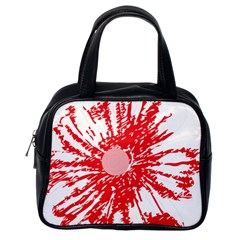 A Drawing Of A Red Flower On A White Background Classic Handbag (one Side) by catchydesignhill