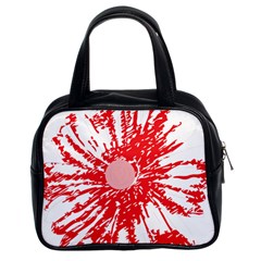 A Drawing Of A Red Flower On A White Background Classic Handbag (two Sides) by catchydesignhill