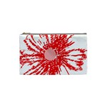 A Drawing Of A Red Flower On A White Background Cosmetic Bag (Small) Front