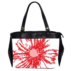 A Drawing Of A Red Flower On A White Background Oversize Office Handbag (2 Sides) by catchydesignhill