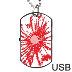 A Drawing Of A Red Flower On A White Background Dog Tag Usb Flash (two Sides) by catchydesignhill