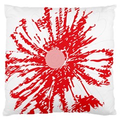 A Drawing Of A Red Flower On A White Background Large Cushion Case (one Side) by catchydesignhill