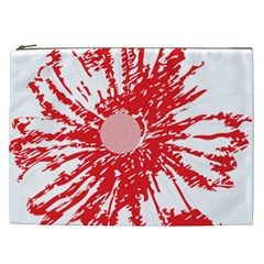 A Drawing Of A Red Flower On A White Background Cosmetic Bag (xxl) by catchydesignhill