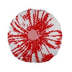 A Drawing Of A Red Flower On A White Background Standard 15  Premium Round Cushions by catchydesignhill