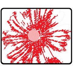 A Drawing Of A Red Flower On A White Background Two Sides Fleece Blanket (medium) by catchydesignhill