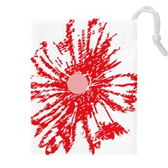 A Drawing Of A Red Flower On A White Background Drawstring Pouch (5xl) by catchydesignhill