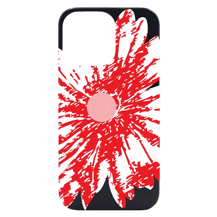 A Drawing Of A Red Flower On A White Background iPhone 14 Pro Max Black UV Print Case