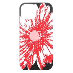 A Drawing Of A Red Flower On A White Background Iphone 15 Plus Black Uv Print Pc Hardshell Case by catchydesignhill