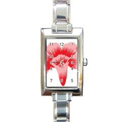 A Red Flower On A Black Background Rectangle Italian Charm Watch by catchydesignhill