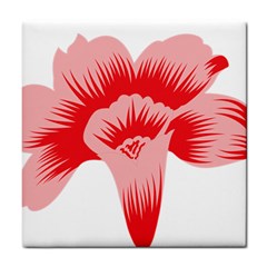 A Red Flower On A Black Background Tile Coaster by catchydesignhill